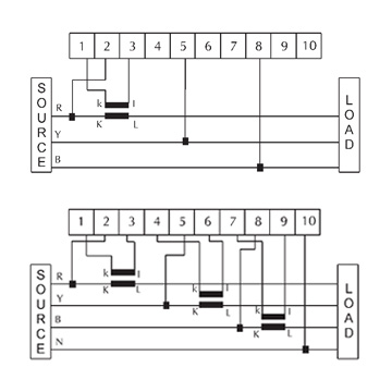 Electronic Analog Type W, Var, PF and Hz Meters - Connection Diagram