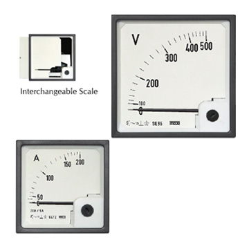 AC Moving Iron DIN Panel Ammeter & Voltmeter (Model : SQ72, SQ96)
