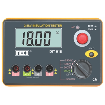 2.5kV - 20GOhm Digital Insulation Tester with AC Voltage Function (Model : DIT918)