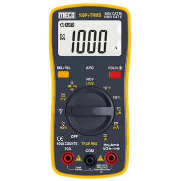 3-5/6 Digits 6000 Counts TRMS Autoranging Pocket Size Digital Multimeter (Model : 108P+TRMS)